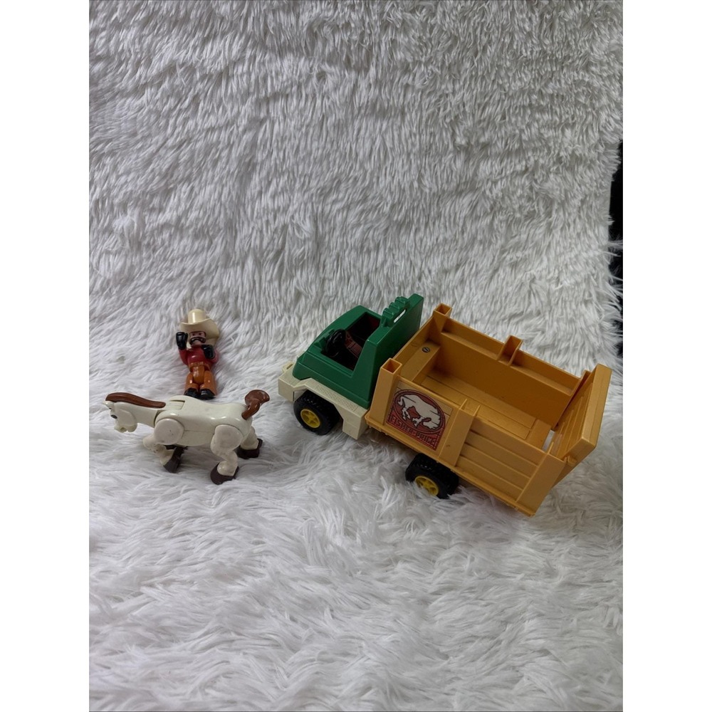 Vintage 1979 Fisher Price Husky Helpers #330 Rodeo Rig Truck Horse Cowboy